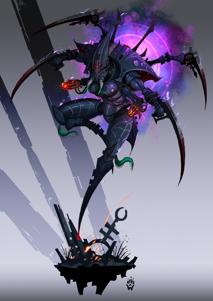 Wh Art #33  Aranasi "The Black Widow" - Phoenix Lord of the Warp Spiders (, ,   ) Wh Art, Warhammer 40k, Warp Spider, Eldar