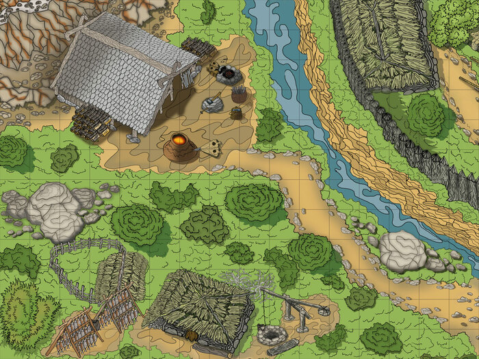 Карта для НРИ. Деревня викингов-кузница .16х12