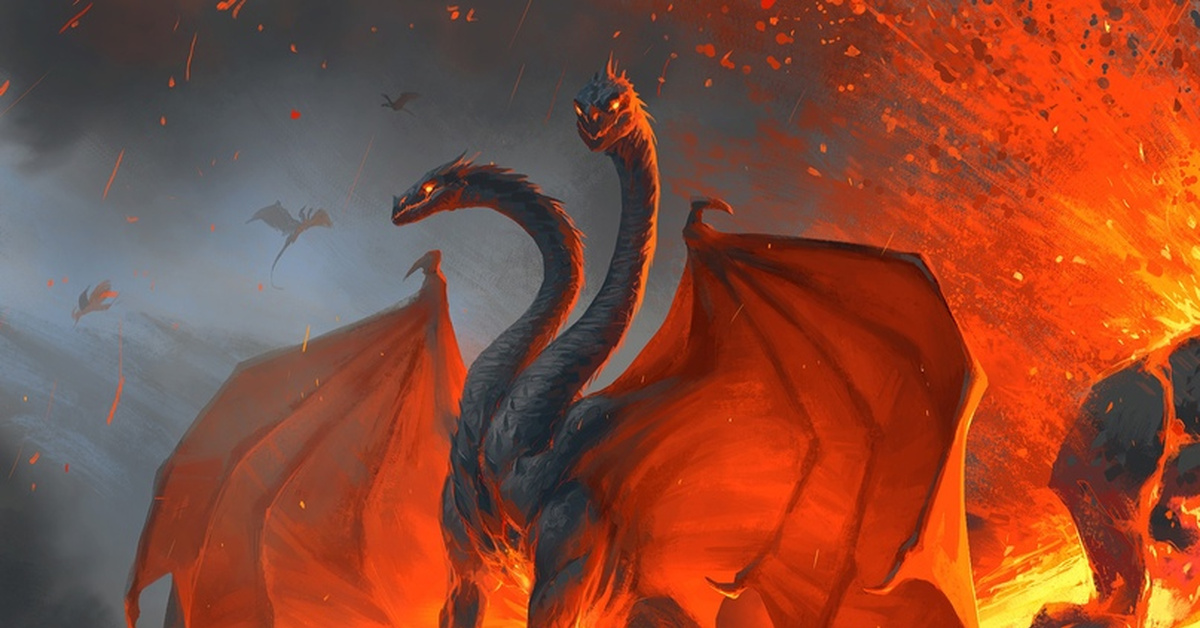 Fire dragon. Огненный дракон Гондолина. Двуглавый дракон. Тандзиро с огненным драконом. Огнедышащий трёхголовый дракон.