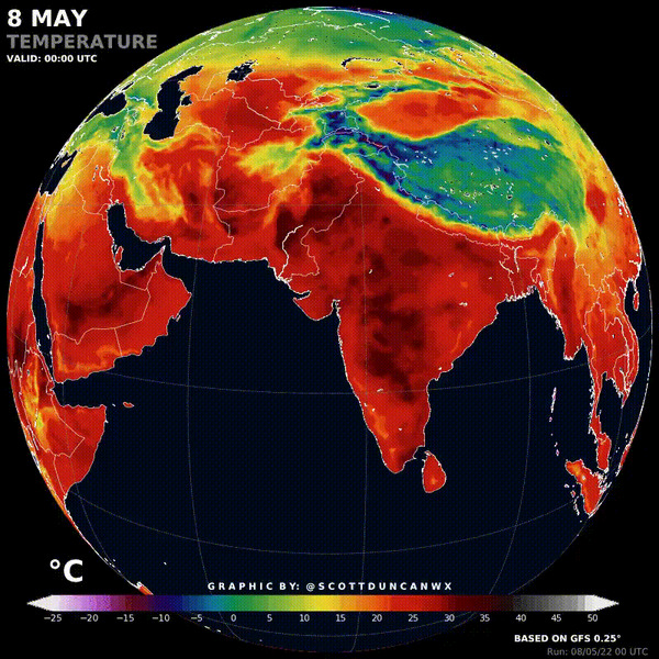 В ближайшие дни в Южной Азии будет крайне жарко Погода, Прогноз погоды, Аномальная погода, Жара, Метеорология, Гифка