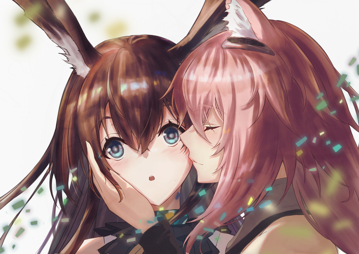 Amiya & Gravel , Anime Art, Arknights, Amiya, Gravel, Animal Ears