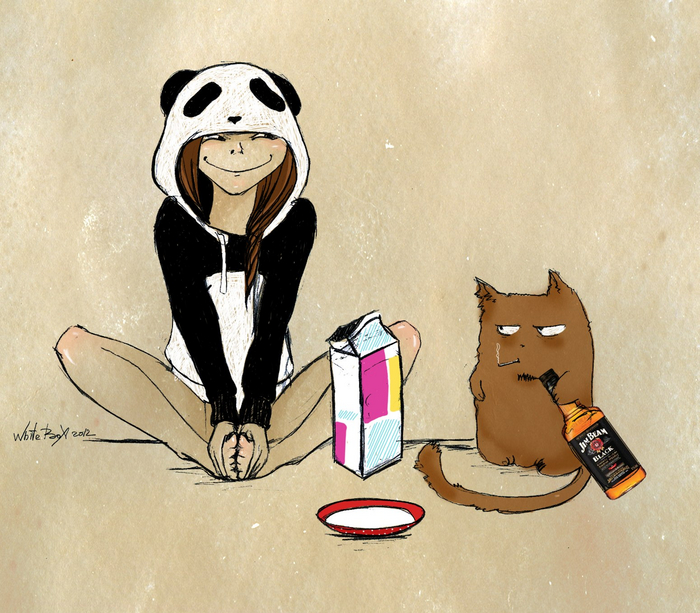 Жизнь заставляет перейти на виски даже котов...