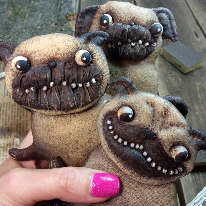 Мопсики Мопс, Собака, Рукоделие с процессом, Авторская игрушка, Длиннопост