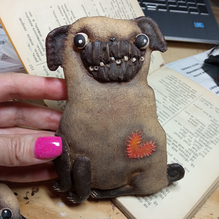 Мопсики Мопс, Собака, Рукоделие с процессом, Авторская игрушка, Длиннопост