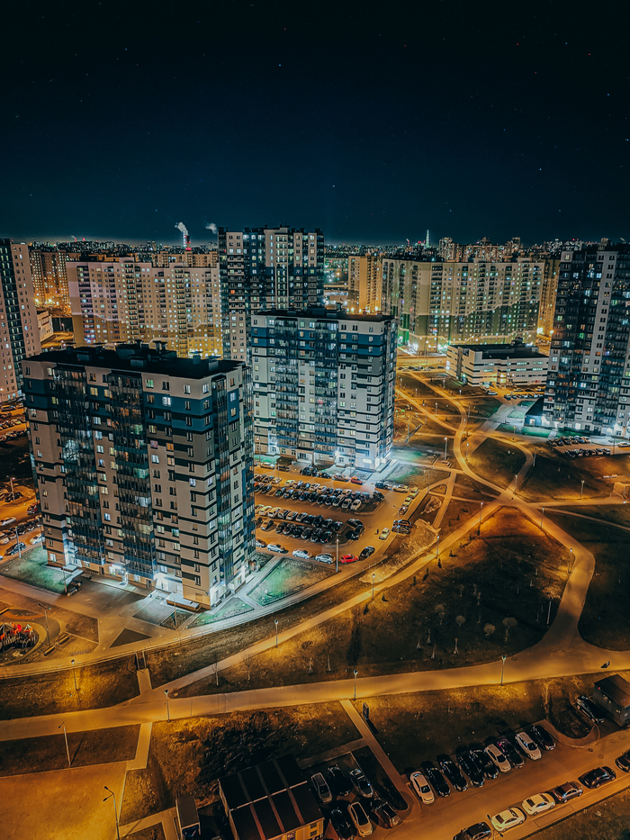 Ночные огни с высоты Мобильная фотография, Ночной город, Фотография, Уличная фотография, Санкт-Петербург, Ночная съемка, Длиннопост