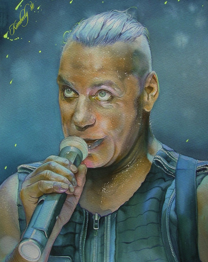 Тилль Искусство, Современное искусство, Портрет, Тилль Линдеманн, Lindemann, Длиннопост, Рисунок, Акварель