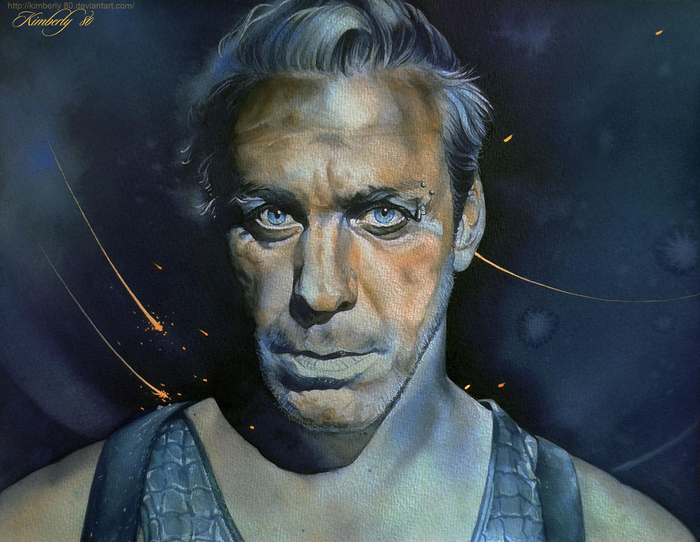 Тилль Искусство, Современное искусство, Портрет, Тилль Линдеманн, Lindemann, Длиннопост, Рисунок, Акварель