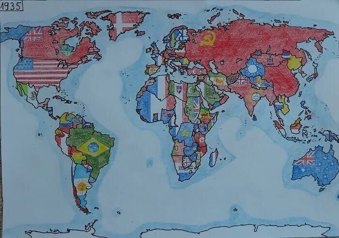 Карта мира 1935 года