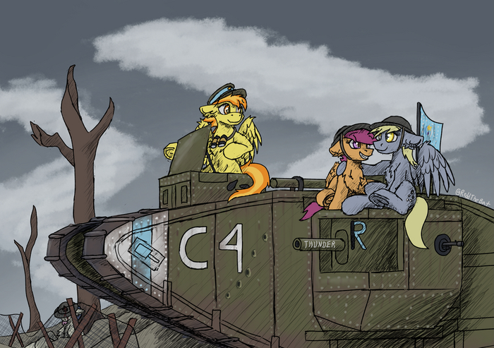 Mark V My Little Pony, Spitfire, Derpy Hooves, Scootaloo, MLP Military