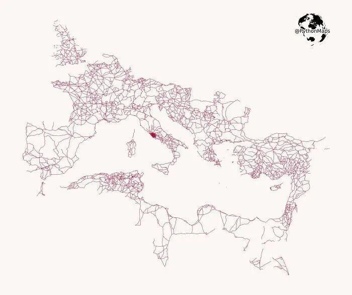 Система дорог, построенных римлянами во времена Римской империи