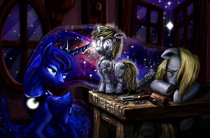   My Little Pony, Ponyart, Derpy Hooves, Princess Luna, Harwicks-art