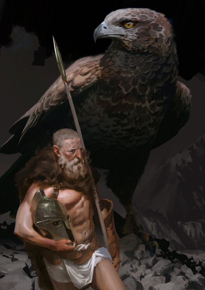 Old man and Eagle , ArtStation, , , , , , 