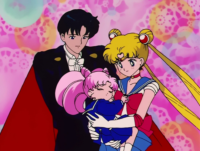     ^_^ , Sailor Moon, Anime Art, Tsukino Usagi, Tsukino Chibiusa, Tuxedo Mask, Queen Serenity