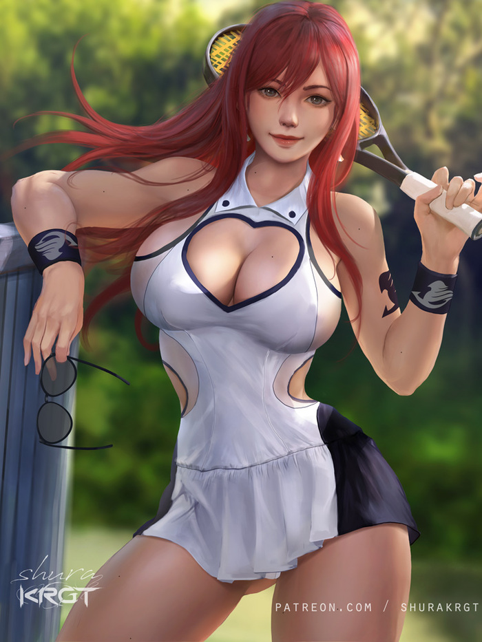 Erza Scarlet Tennis  queen , Anime Art, Fairy Tail, Erza Scarlet, , ,  , , Shurakrgt