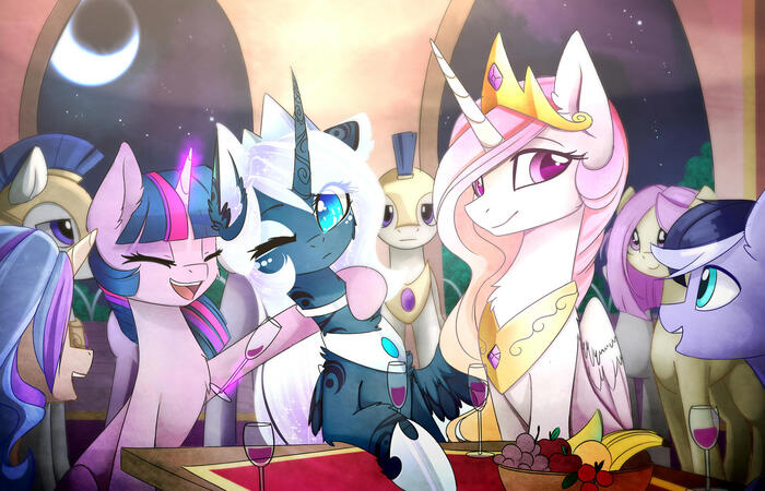   My Little Pony, Ponyart, Twilight Sparkle, Princess Celestia, Princess Luna, Royal Guard, Magnaluna