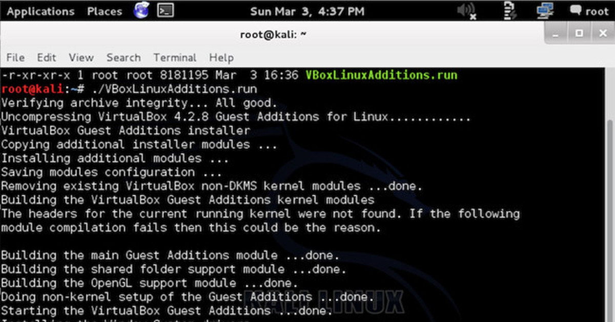 Virtualbox linux kernel module. Консоль Linux. Kali Linux терминал. Команды Кали линукс в терминале. VIRTUALBOX Linux installation.