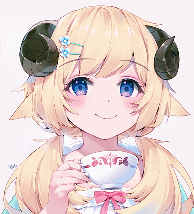 Tea? Virtual YouTuber, Hololive, Tsunomaki Watame, Anime Art, Pixiv