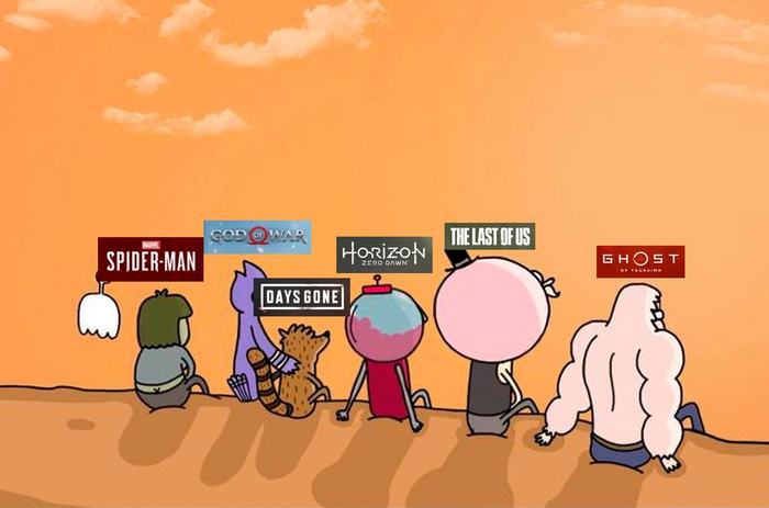 Один остался Мемы, Компьютерные игры, Playstation, Компьютер, Ghost of Tsushima, The Last of Us, Horizon Zero Dawn, Days Gone, God of War, Человек-паук, Gamehub, Повтор