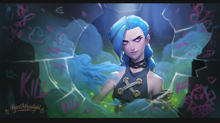 Angel Moonlight Art , ArtStation, , , League of Legends, Jinx, VI, , Original Character, Angel Moonlight, 