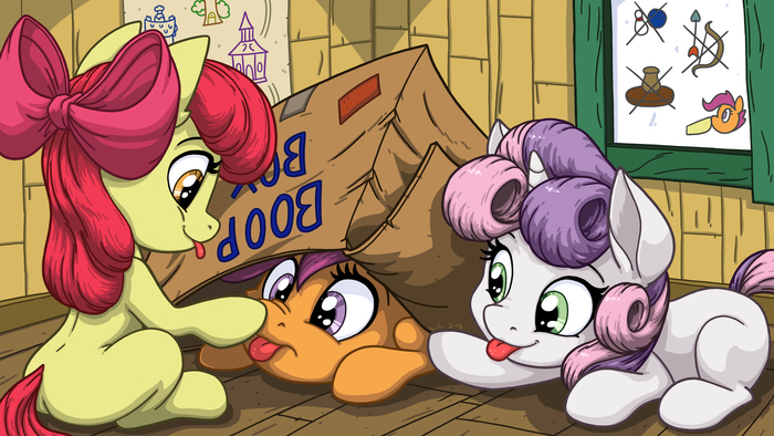 Boop box My Little Pony, Ponyart, Sweetie Belle, Applebloom, Scootaloo, Latecustomer