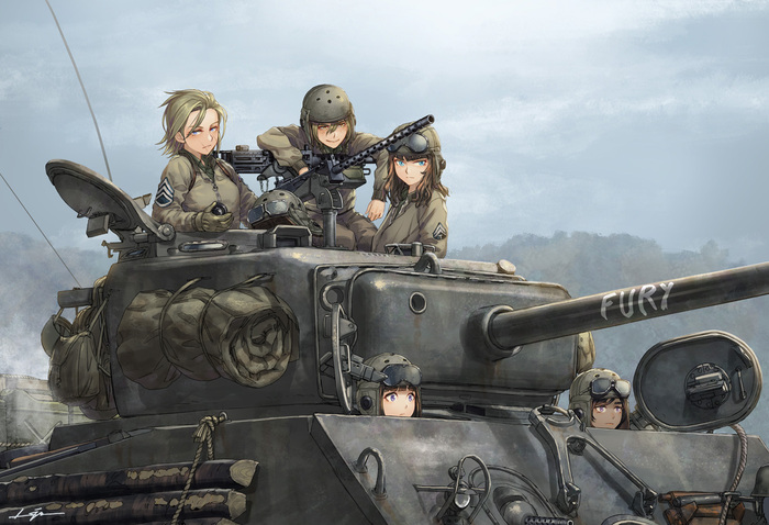 M4A3E8 Fury , Anime Art, Original Character, Anime Military, 