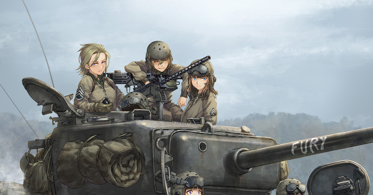 Multi crew tank. Girls und Panzer м4 Шерман арт. Девушки и танки Шерман м 4. Шерман аниме. M4a3e8 Fury.