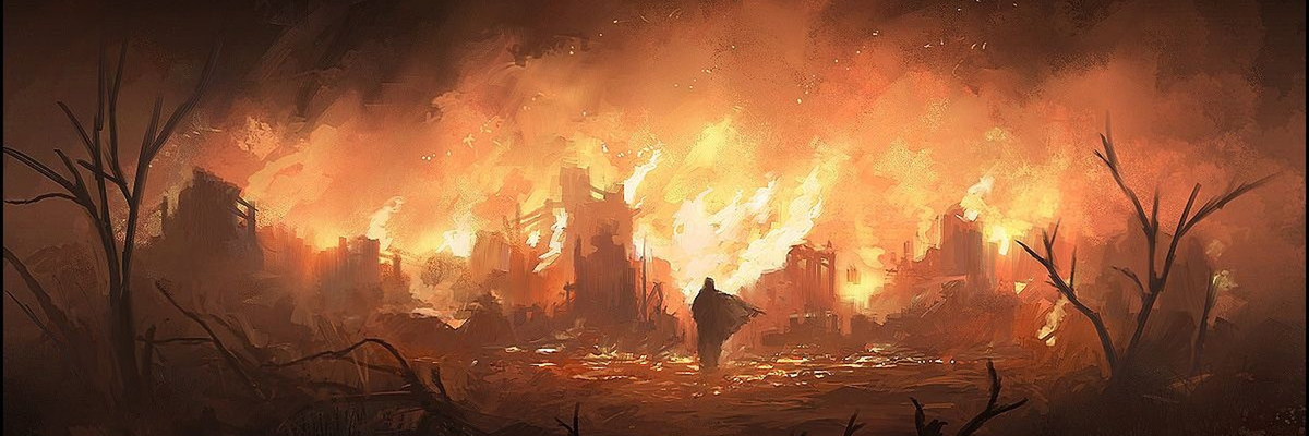 Фон горящий город
