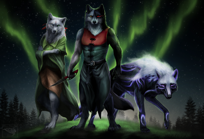 The Elder Trio [ 2020 ] , Furry Art, Furry feral, Furry wolf, Fellfallow