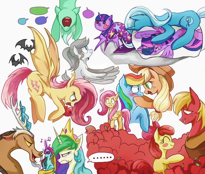  My Little Pony, Ponyart, Twilight Sparkle, Rainbow Dash, Applejack, Applebloom, Big Macintosh, MLP Discord, Princess Celestia, Fluttershy, Flutterbat, Lyra Heartstrings, Trixie