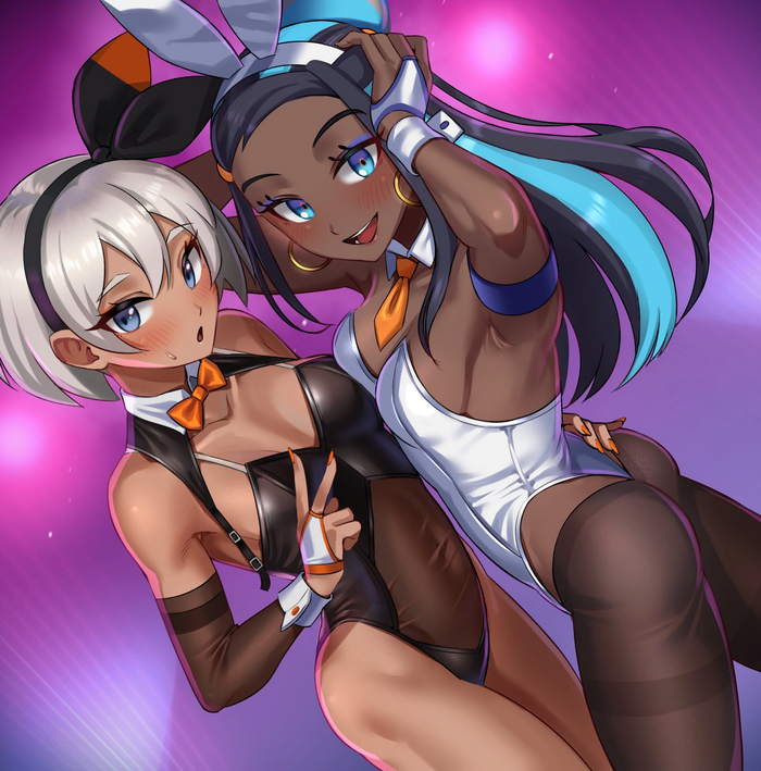  Pokemon Sword and Shield, , Anime Art, , Nessa, Bea, Bunnysuit