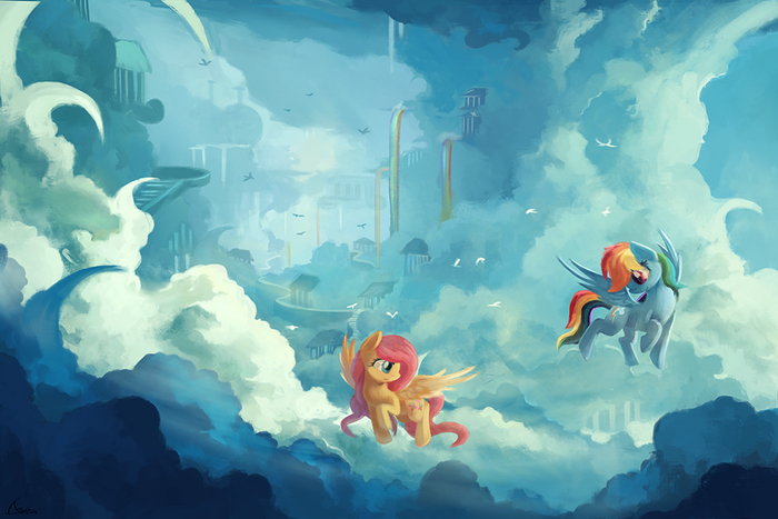 RDFS , My Little Pony, Ponyart, Ajvl, Fluttershy, Rainbow Dash