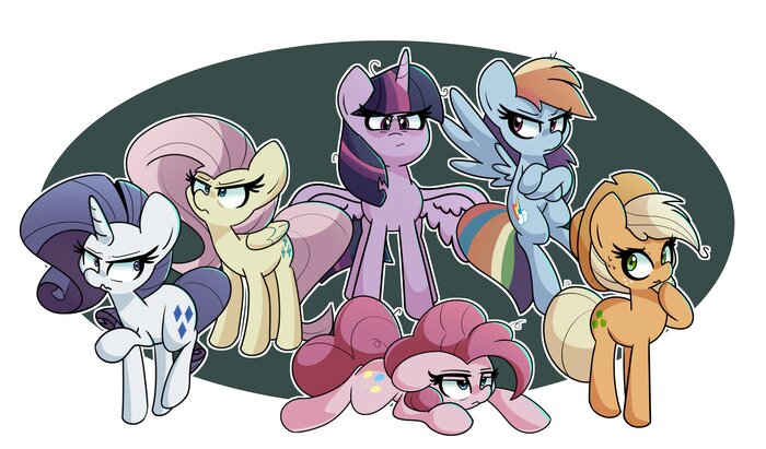     My Little Pony, Ponyart, Twilight Sparkle, Rainbow Dash, Rarity, Fluttershy, Pinkie Pie, Applejack