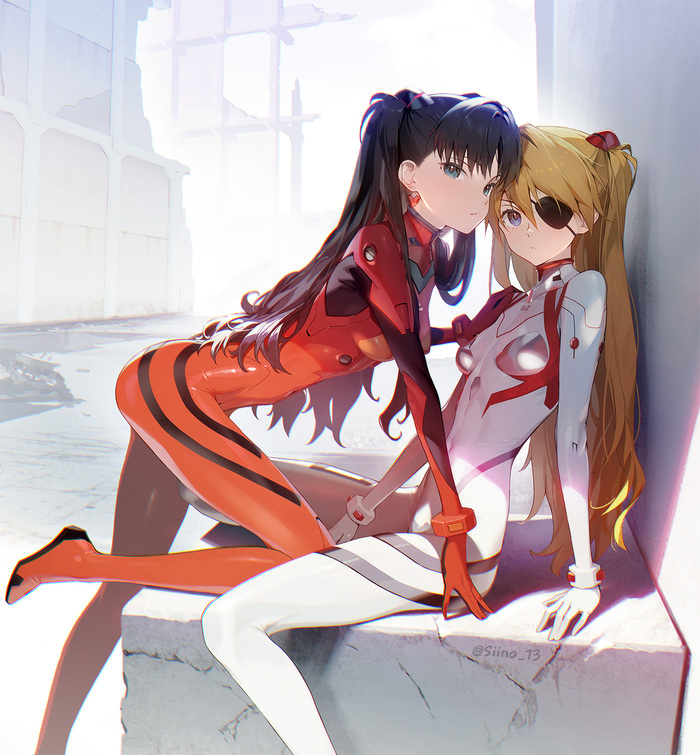 Rin & Asuka , Anime Art, , , Tohsaka Rin, Fate, Fate-stay Night, Asuka Langley, Evangelion, 