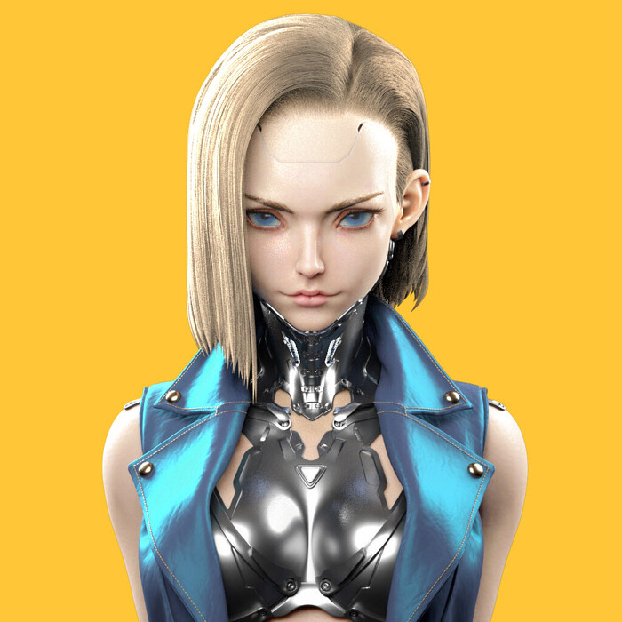 Android 18 , ArtStation, , Dragon Ball, Android 18, 3D, 
