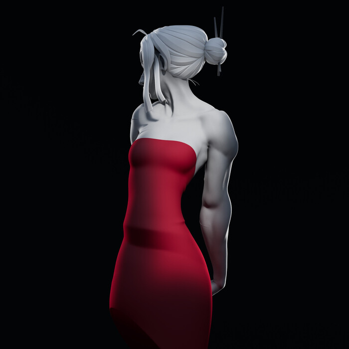 Warrior in red dress , ArtStation, , , ,  , 3D, ,  , 