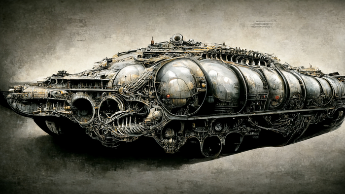Танк, изображенный в стиле Гигера