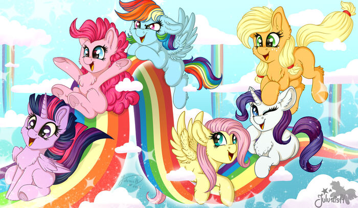   My Little Pony, Ponyart, Twilight Sparkle, Rarity, Rainbow Dash, Fluttershy, Pinkie Pie, Applejack, Julunis14