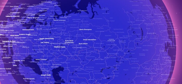 Интерактивная карта показывает самых значимых людей со всего мира