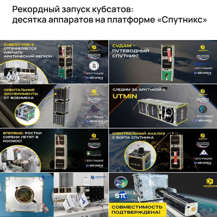 Рекордный запуск кубсатов: десятка кубсатов на платформе «Спутникс»