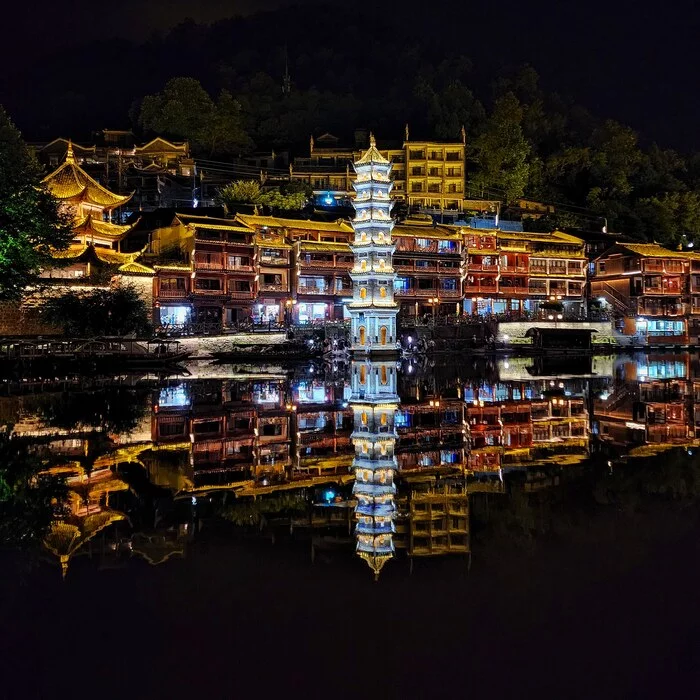  / Longpost, Drone, Night, China, Mobile photography, The photo, Asia, River, Architecture, Town, Tourism, Travels, My