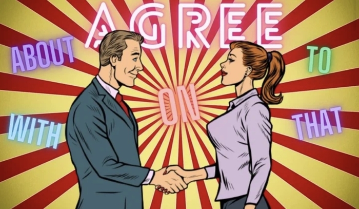 Разница в употреблении глагола AGREE со словами with/about/on/that/to