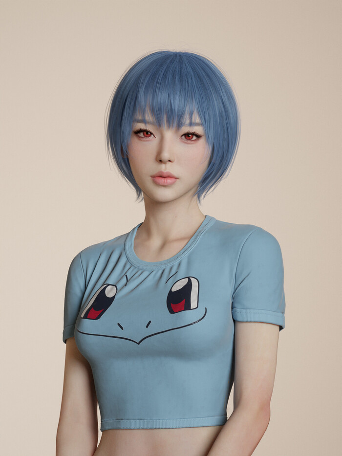 Rei Ayanami , ArtStation, , Evangelion, Rei Ayanami, 3D, Anime Art, 