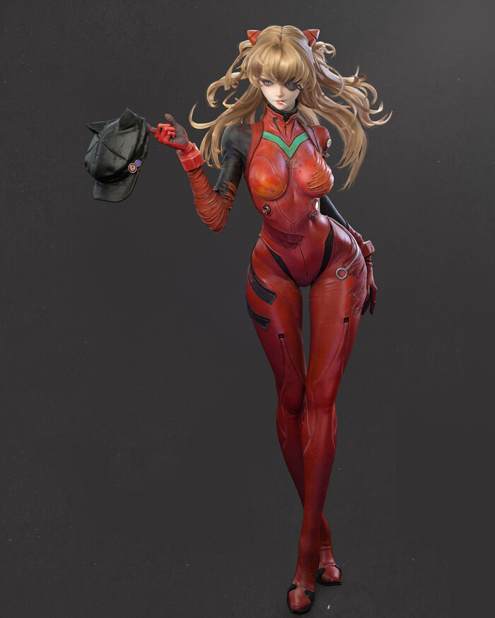 Asuka Langley Sohryu , ArtStation, , Evangelion, Asuka Langley, 3D, 2D, Anime Art, 