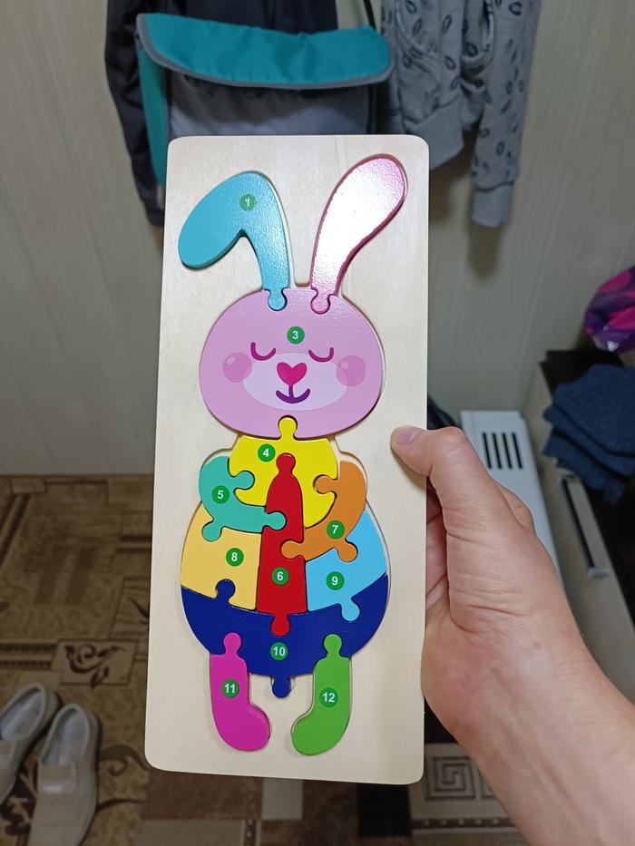 Детский заяц-пазл или деталь под номером 10