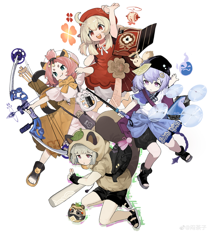      Genshin Impact, , Anime Art, Klee (Genshin Impact), Diona, Qiqi (Genshin Impact), Sayu (Genshin Impact), Loli