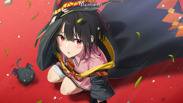  Konosuba, Megumin, Chomusuke, Anime Art, 