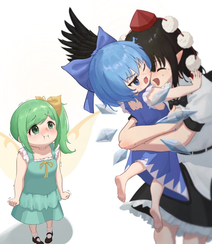    !?   !!! Touhou, Cirno, Daiyousei, Shameimaru Aya, , Anime Art, Loli, Esthoric