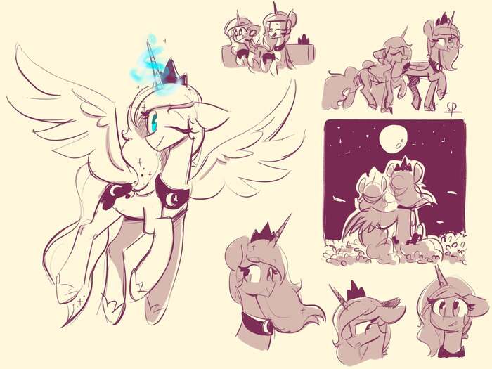     My Little Pony, Ponyart, Princess Luna, Izzy Moonbow, Scribble-potato