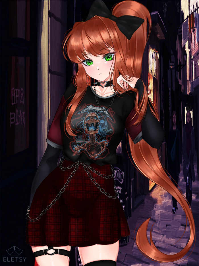  Doki Doki Literature Club, Monika, Anime Art, ,  