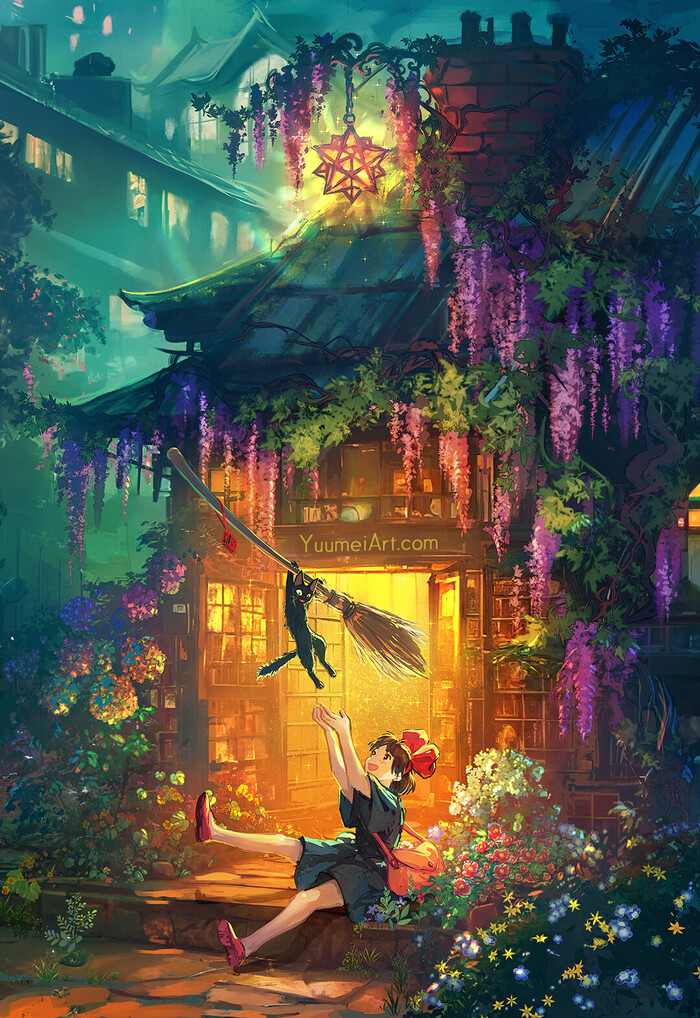 Cozy Home , ArtStation, ,   , Kiki, Jiji, Anime Art